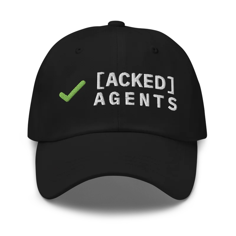 Acked Agents black dad hat, front