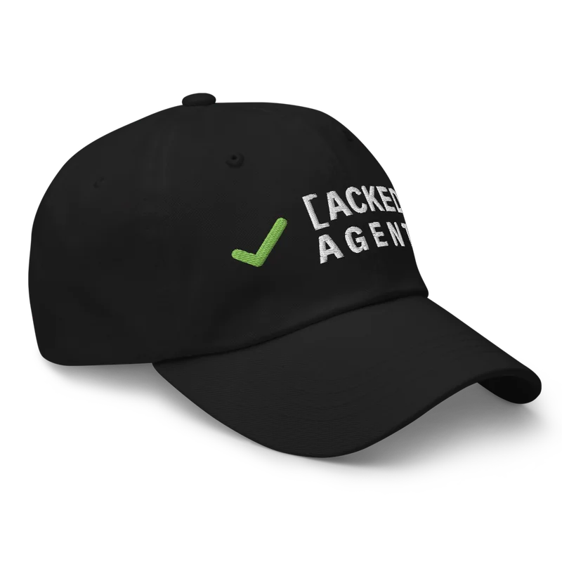 Acked Agents black dad hat, right front angle